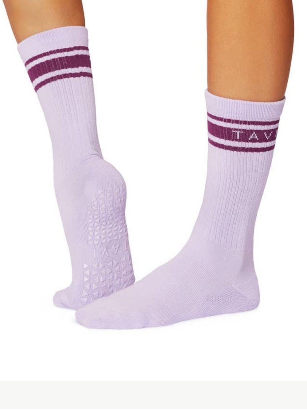 Tavi Grip Crew Socks in Light Lavender